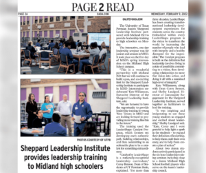 GOOD NEWS: UTPB’s Shepperd Leadership Institute provides leadership training to Midland high schoolers