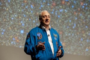 A speaker during a Distinguished Lecture Series event