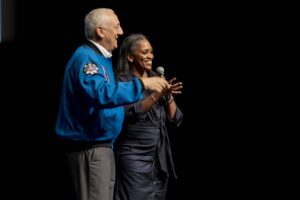 A speaker being introduced at a Distinguished Lecture Series event