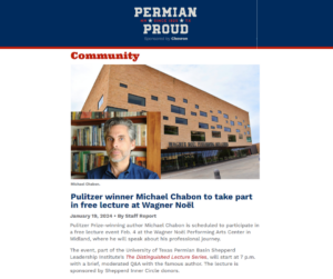 Pulitzer winner Michael Chabon to take part in free lecture at Wagner Noël